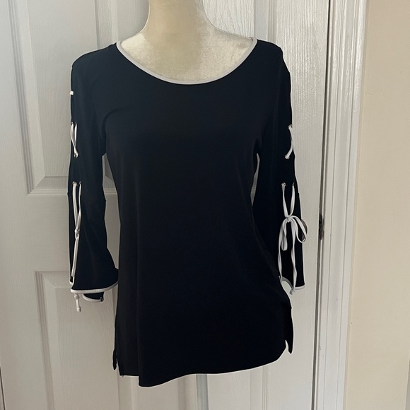 JM Collection Black and White Top - Picture 1 of 6